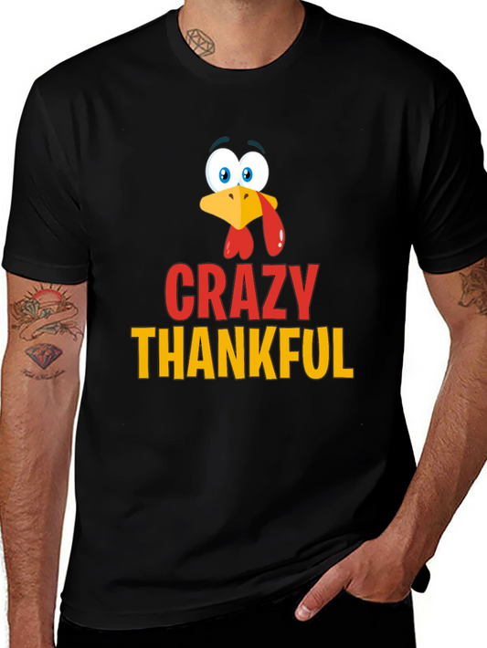Crazy Thankful Turkey T-Shirt - Thanksgiving Apparel