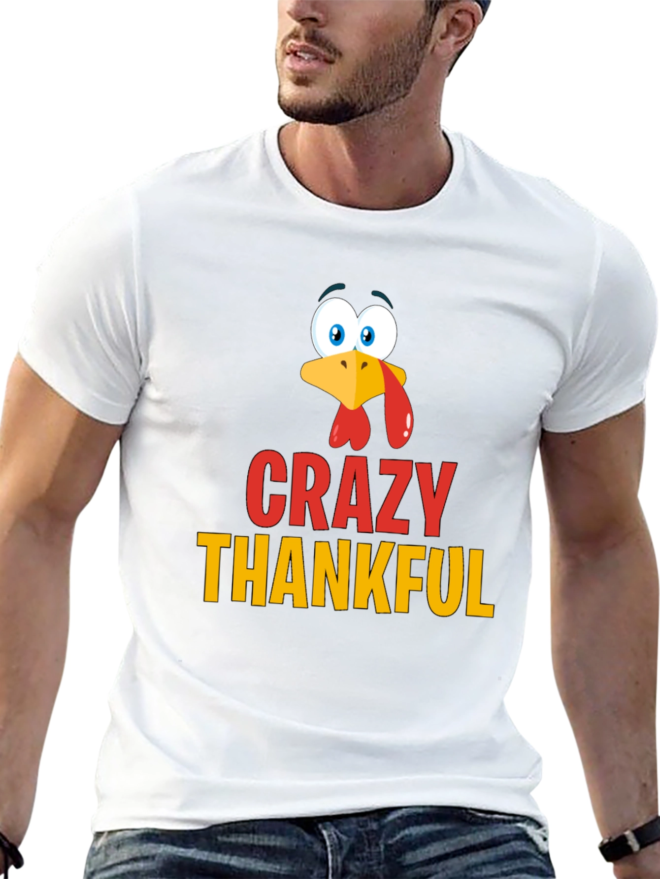 Crazy Thankful Turkey T-Shirt - Thanksgiving Apparel