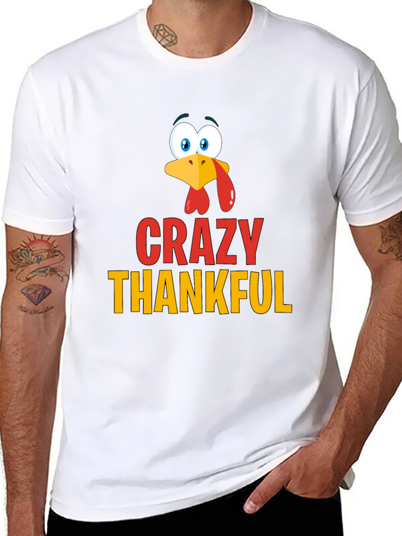 Crazy Thankful Turkey T-Shirt - Thanksgiving Apparel