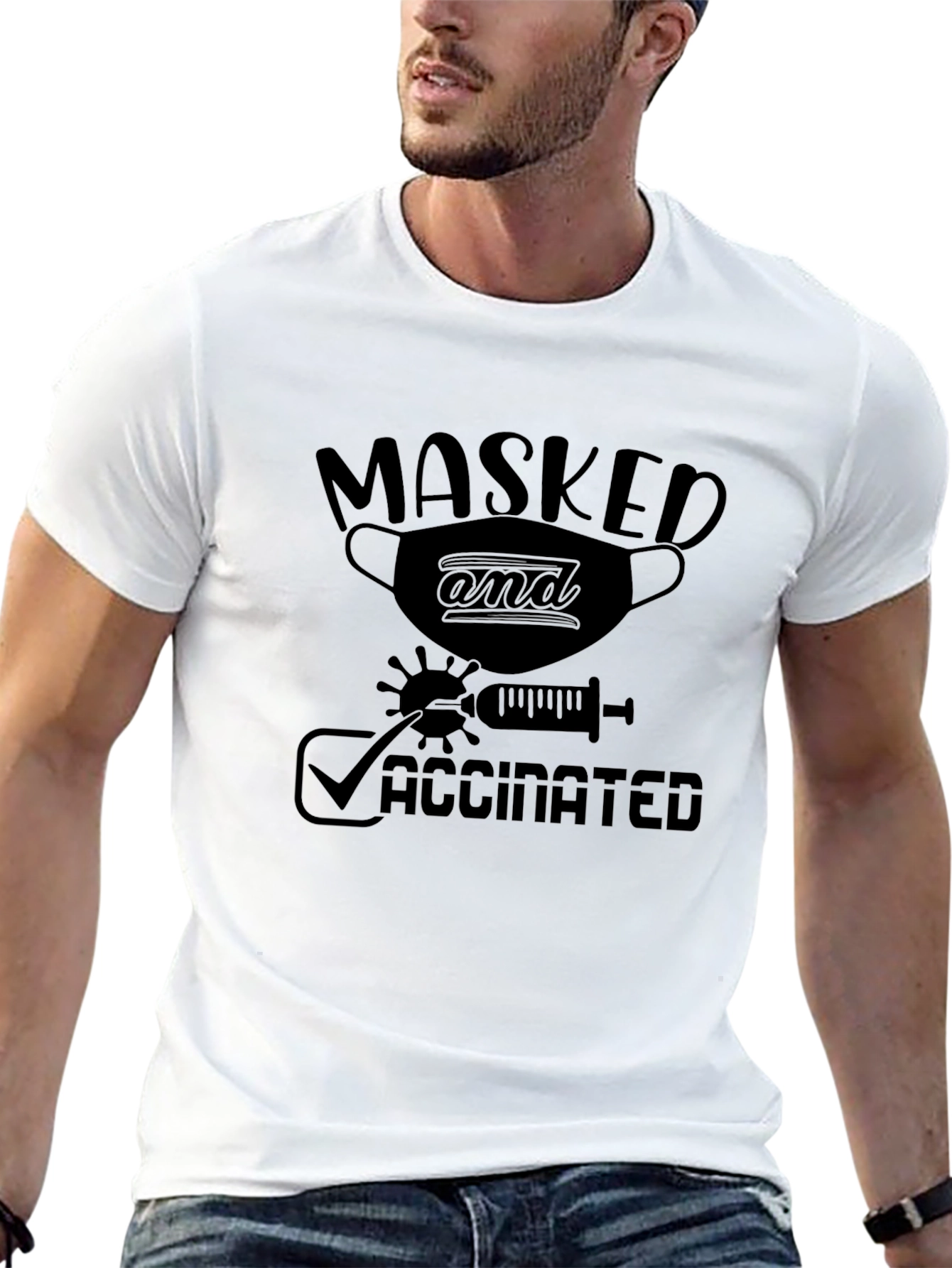 Masked and Vaccinated Graphic Tee - Black