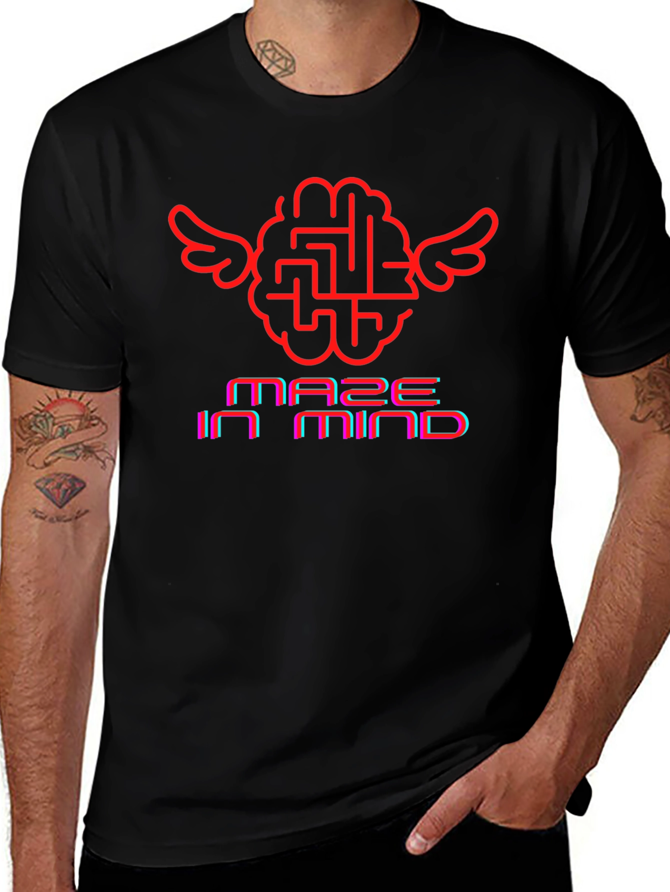 Maze in Mind Graphic T-Shirt - Brain Wings