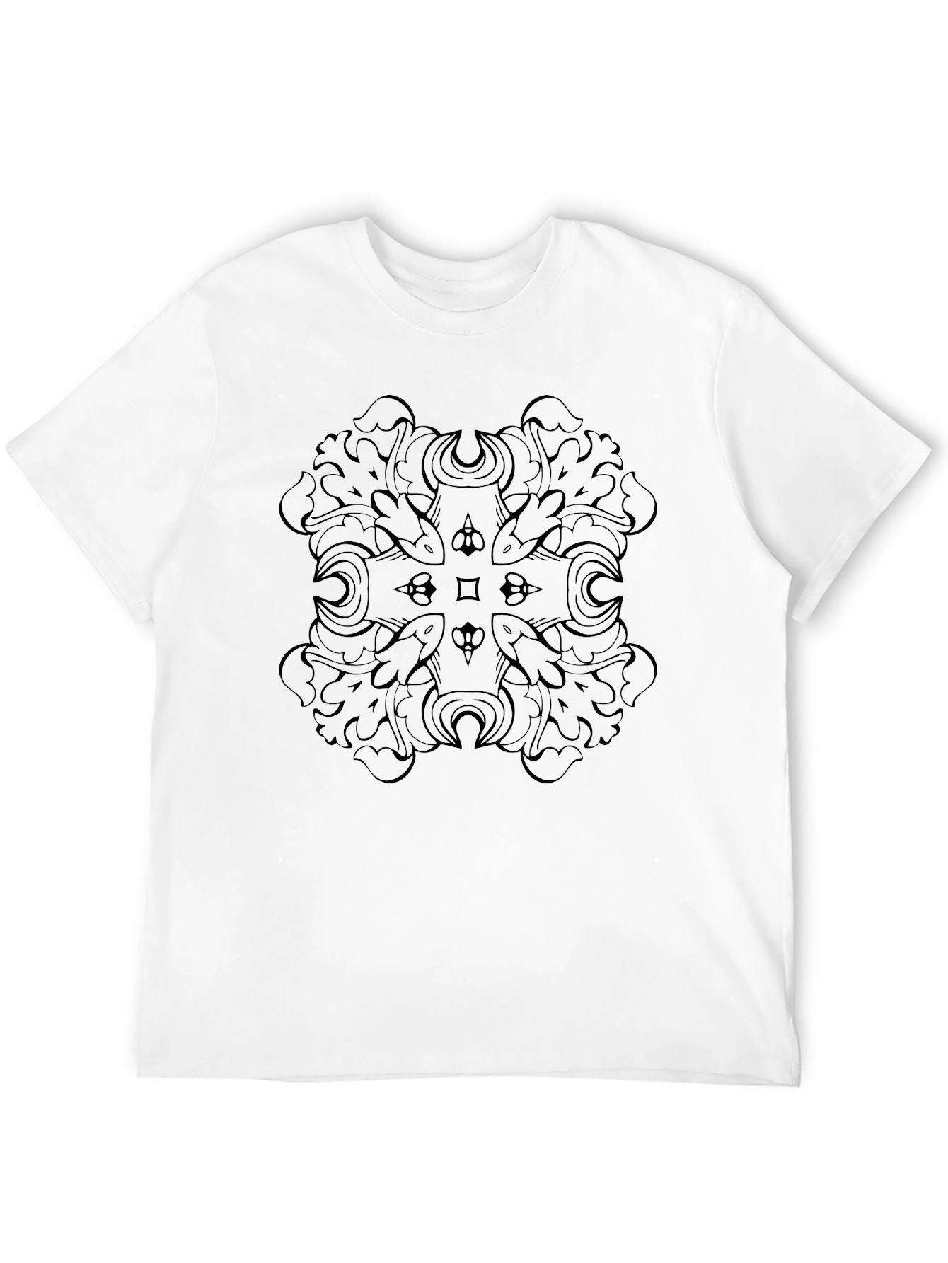 Mens Black T-Shirt with Intricate Graphic Design