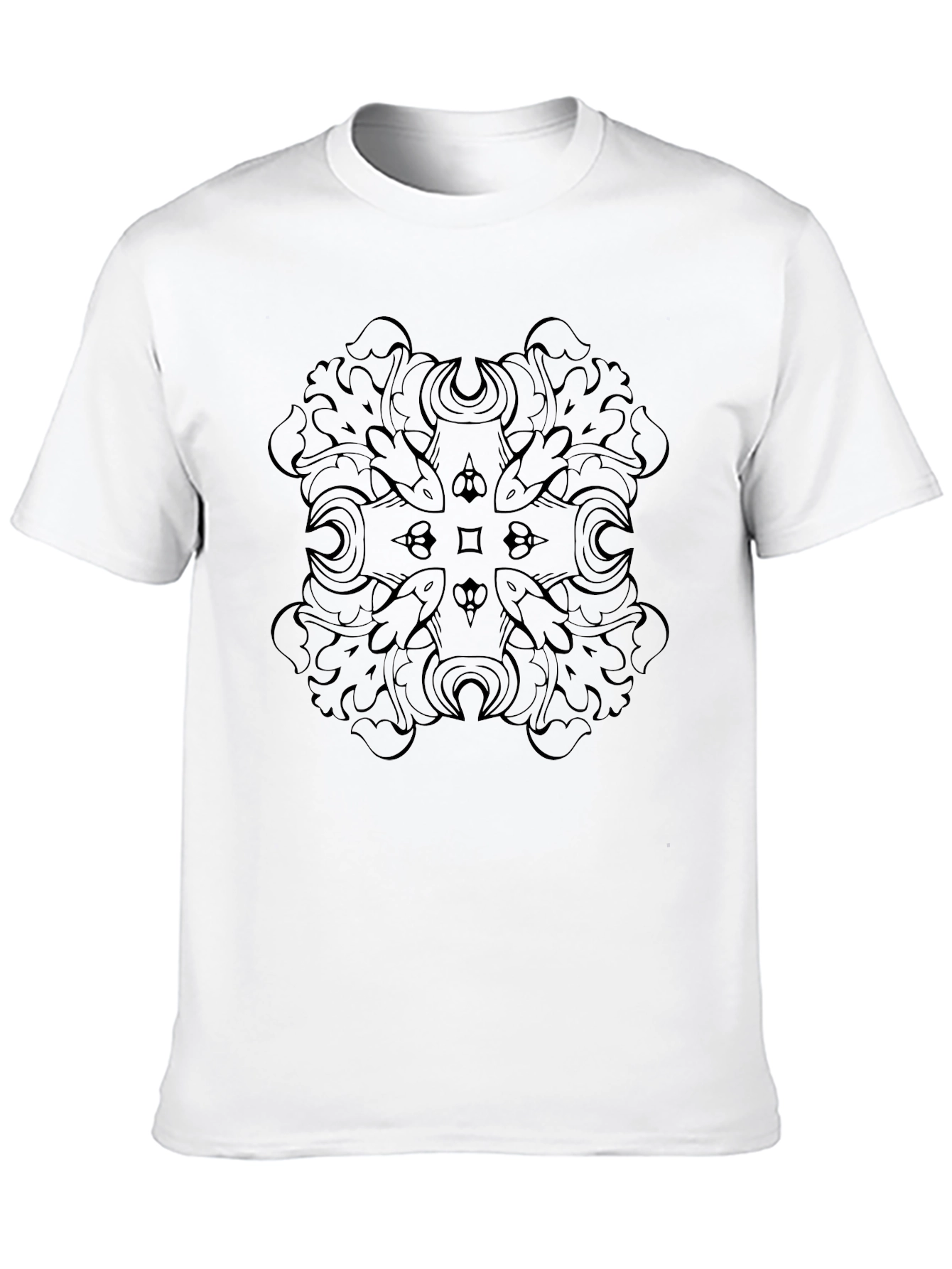 Mens Black T-Shirt with Intricate Graphic Design