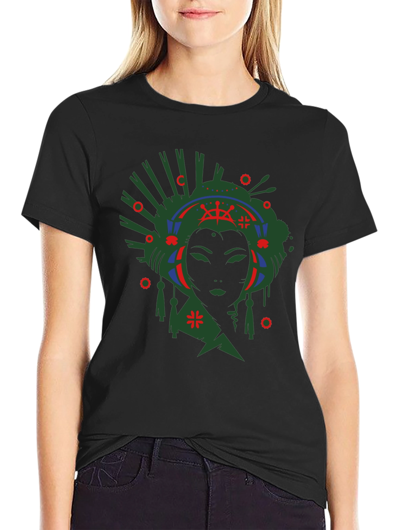 Geisha Graphic Print Black T-Shirt