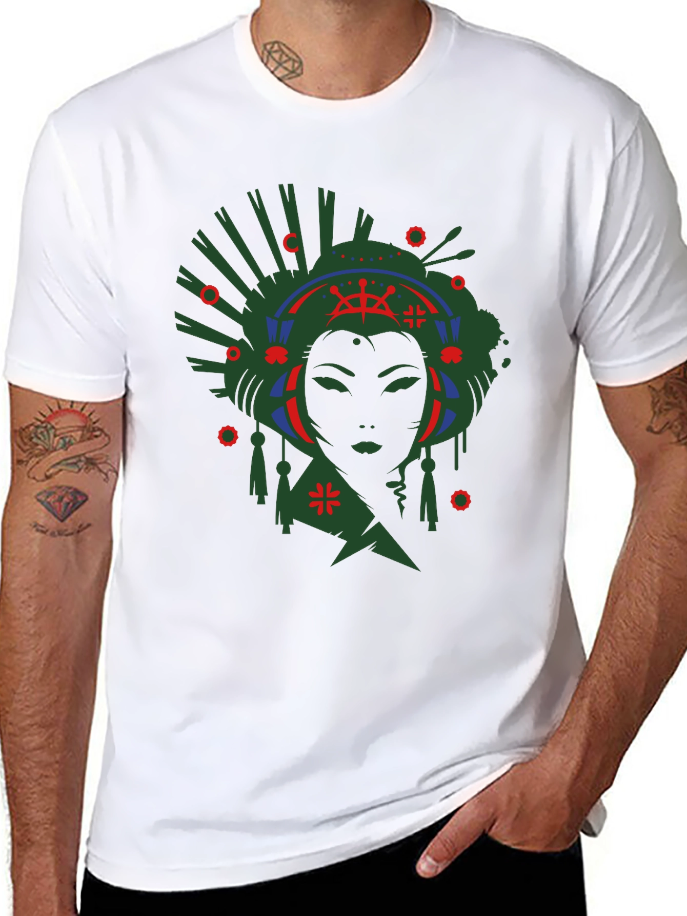 Geisha Graphic Print Black T-Shirt