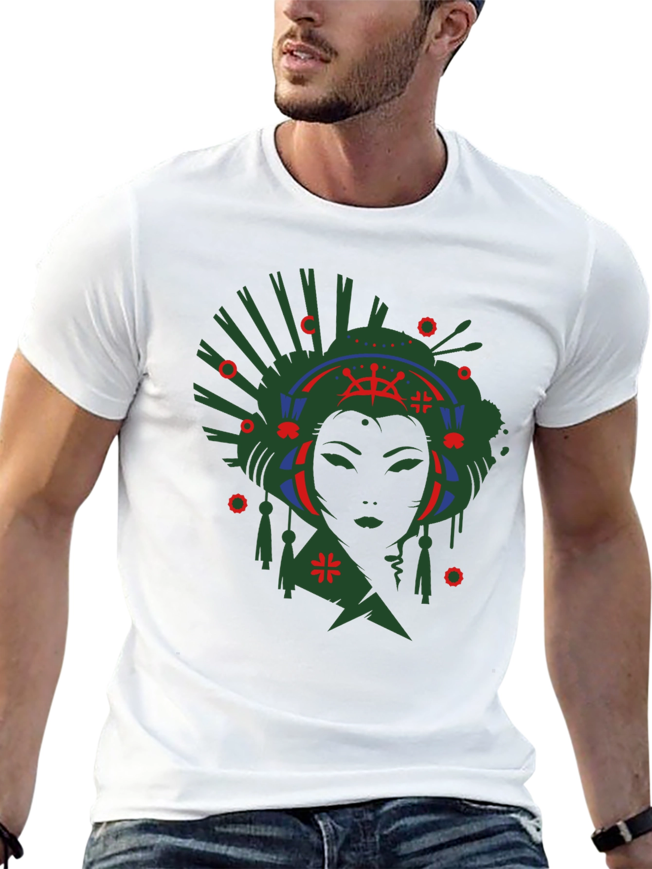 Geisha Graphic Print Black T-Shirt