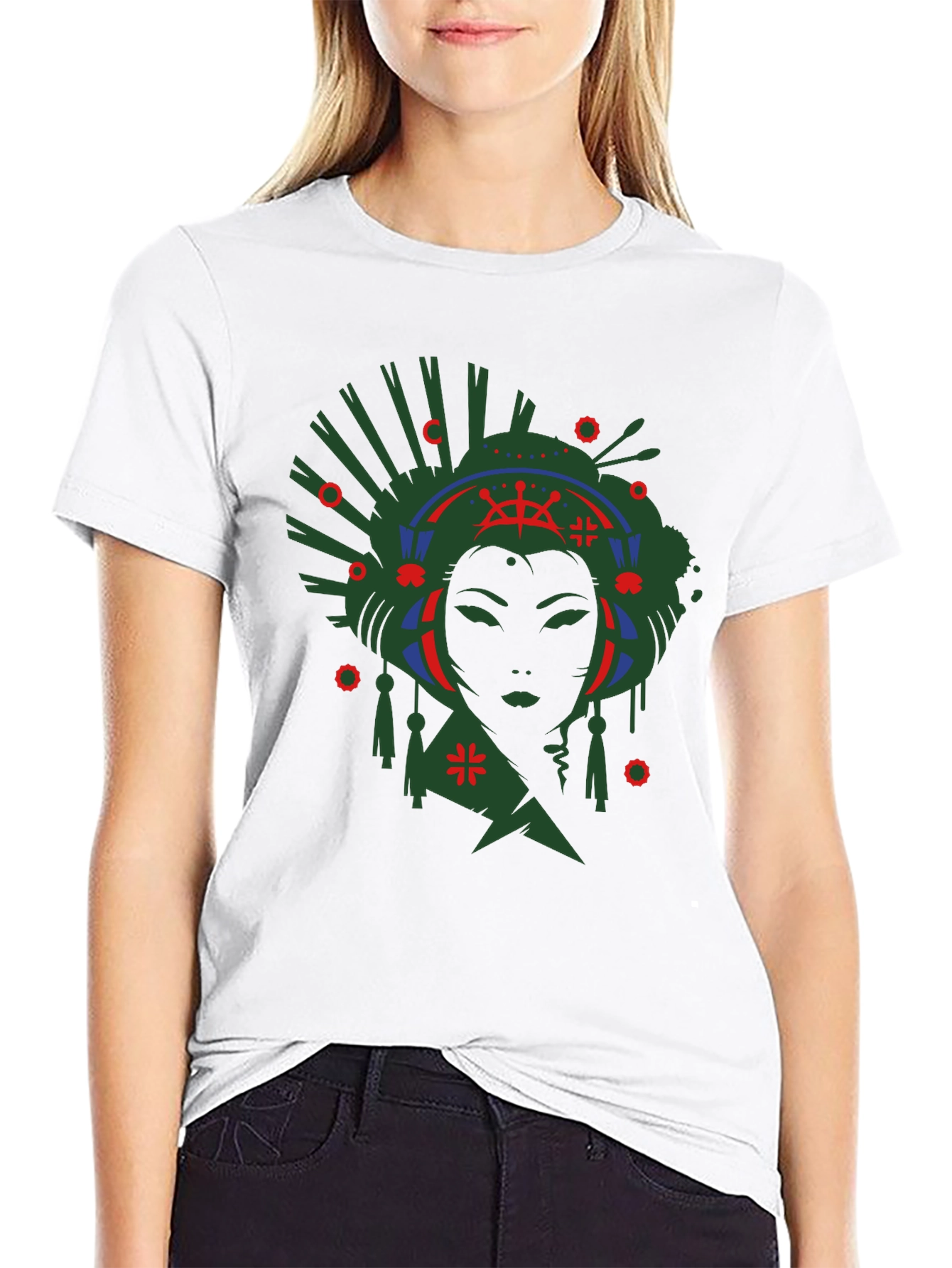Geisha Graphic Print Black T-Shirt