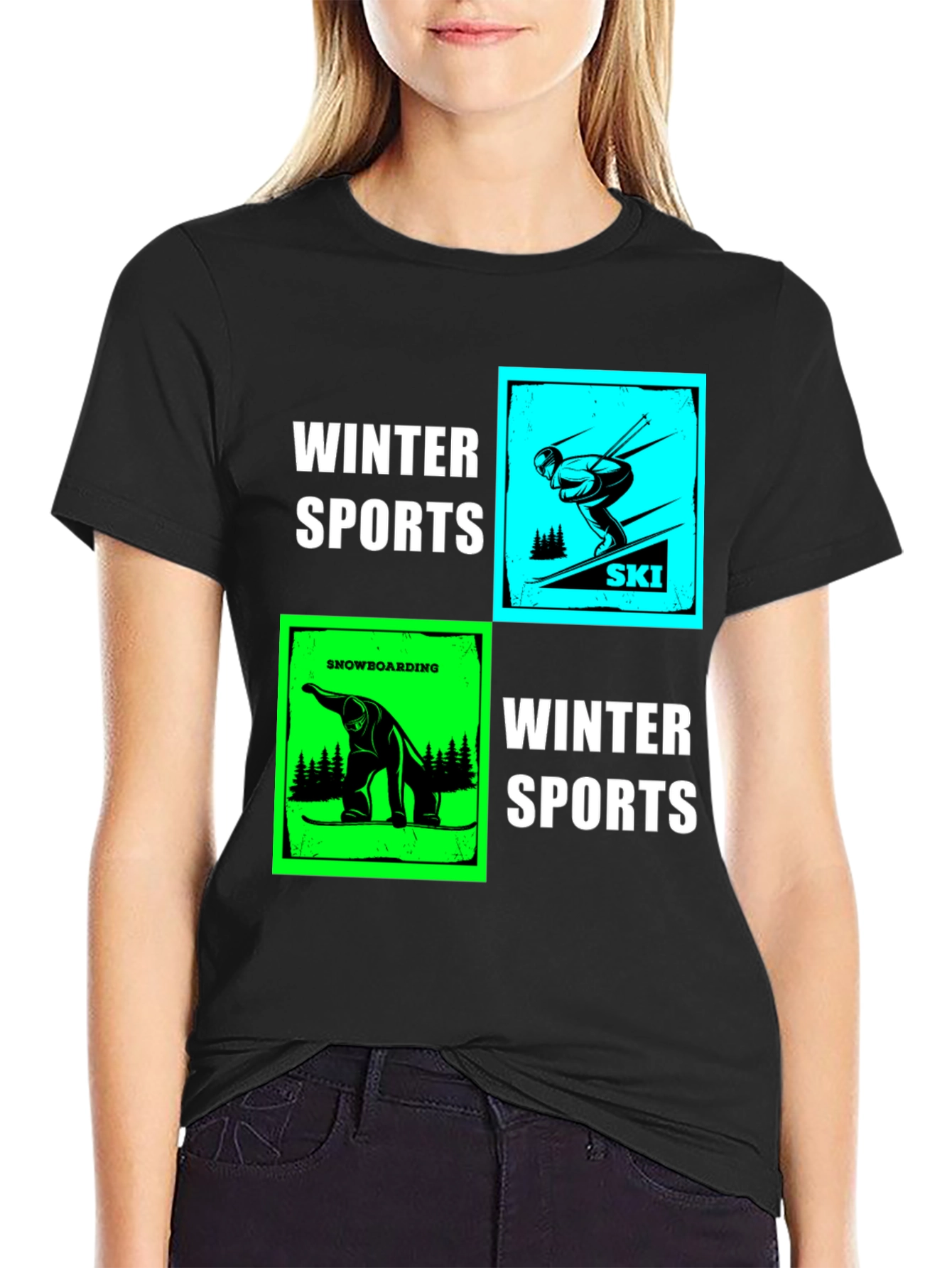 Winter Sports Graphic T-Shirt - Skiing & Snowboarding