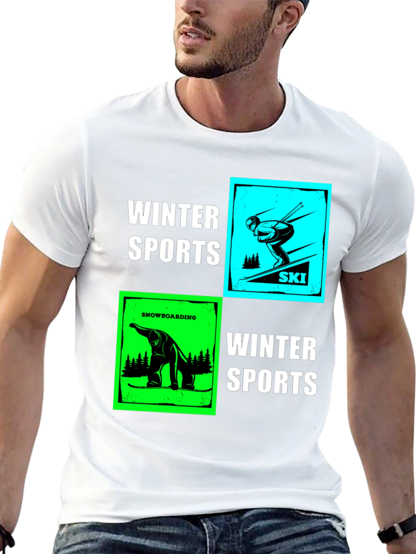 Winter Sports Graphic T-Shirt - Skiing & Snowboarding