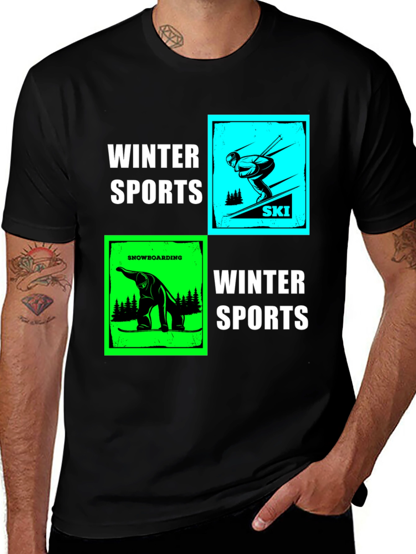 Winter Sports Graphic T-Shirt - Skiing & Snowboarding