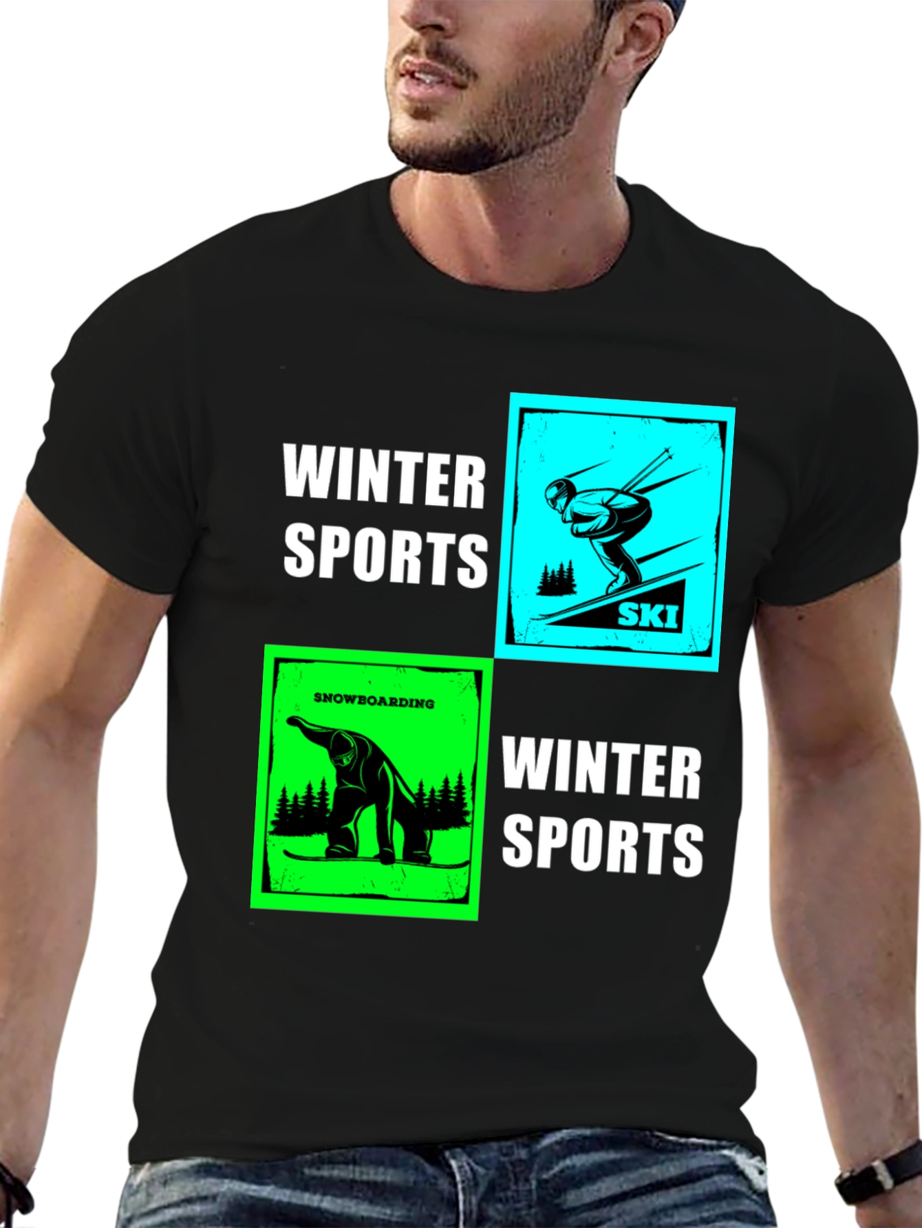 Winter Sports Graphic T-Shirt - Skiing & Snowboarding