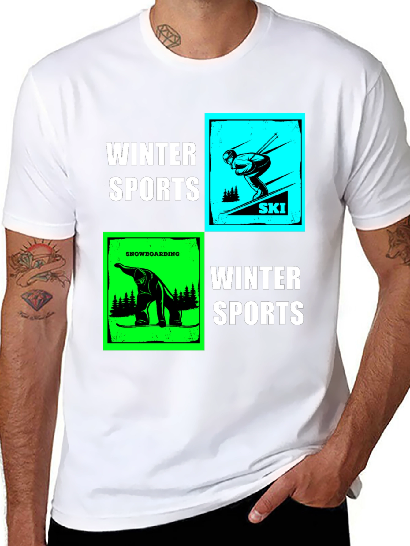 Winter Sports Graphic T-Shirt - Skiing & Snowboarding