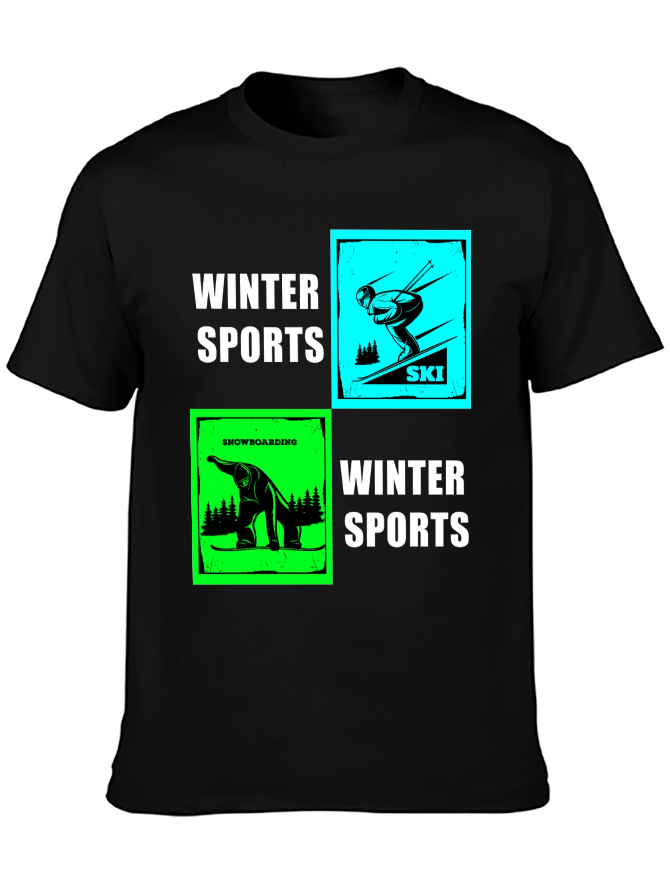 Winter Sports Graphic T-Shirt - Skiing & Snowboarding