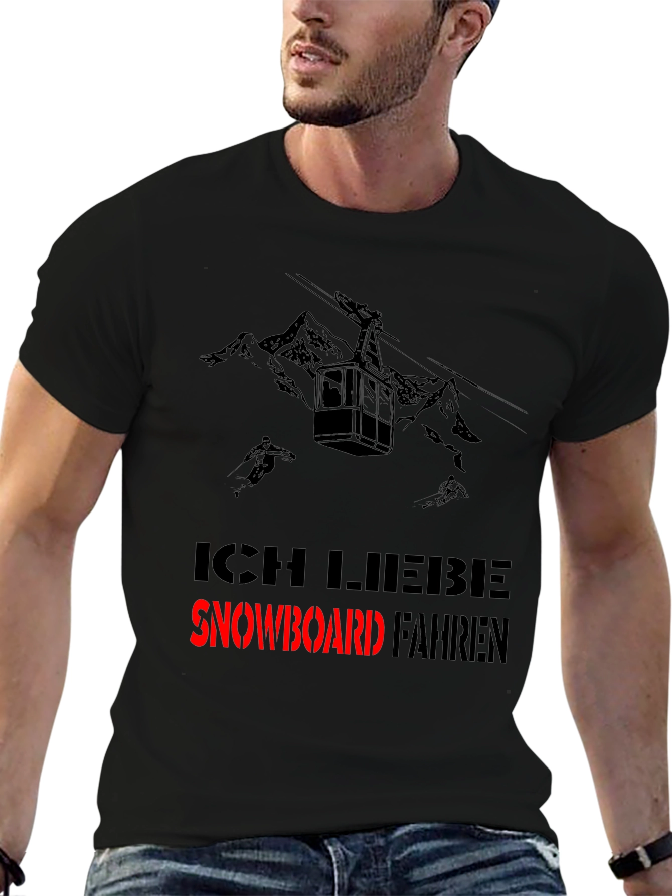 Ich Liebe Snowboard Fahren Graphic Tee