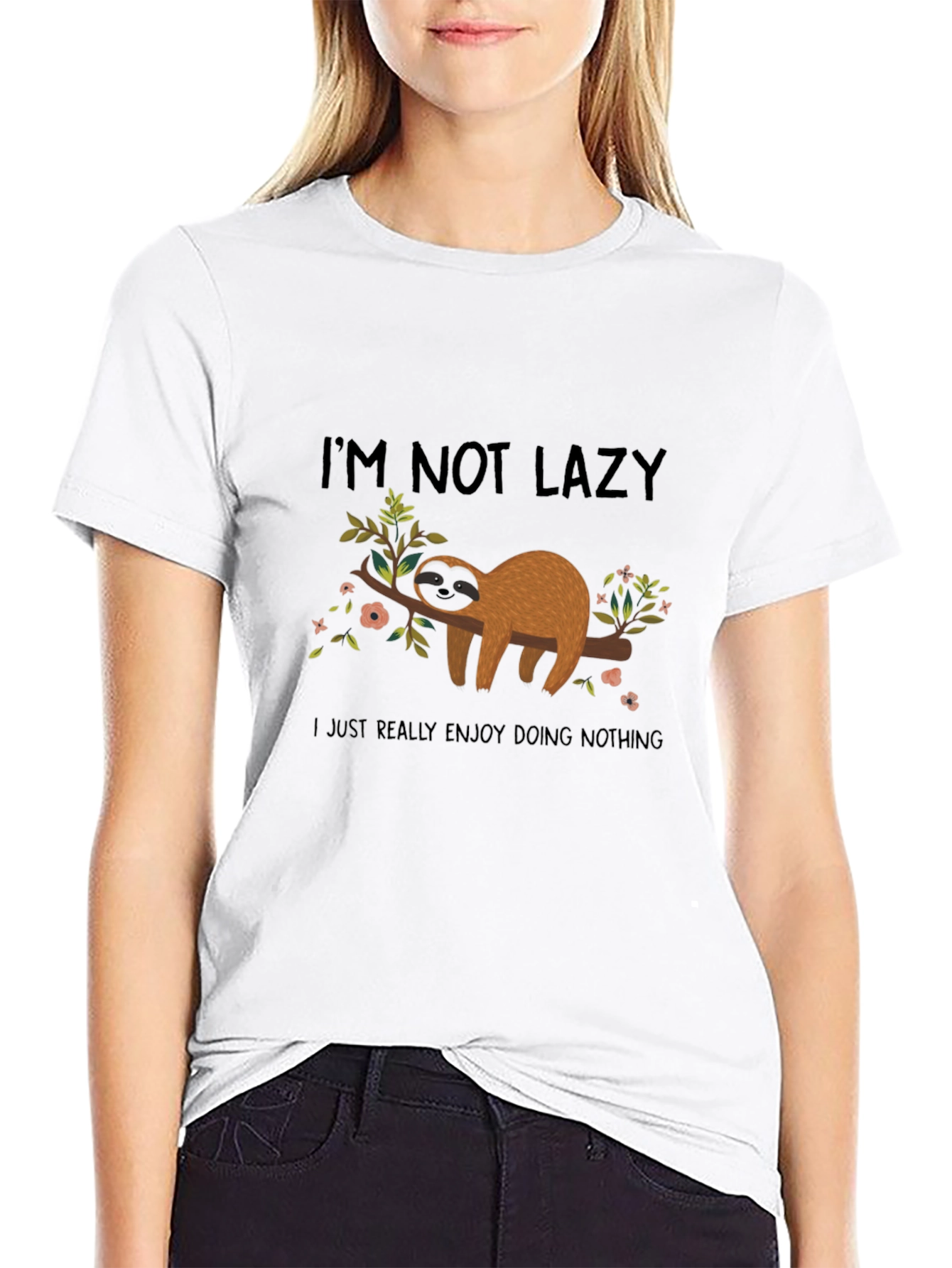 Funny Sloth Graphic Tee - Im Not Lazy Black