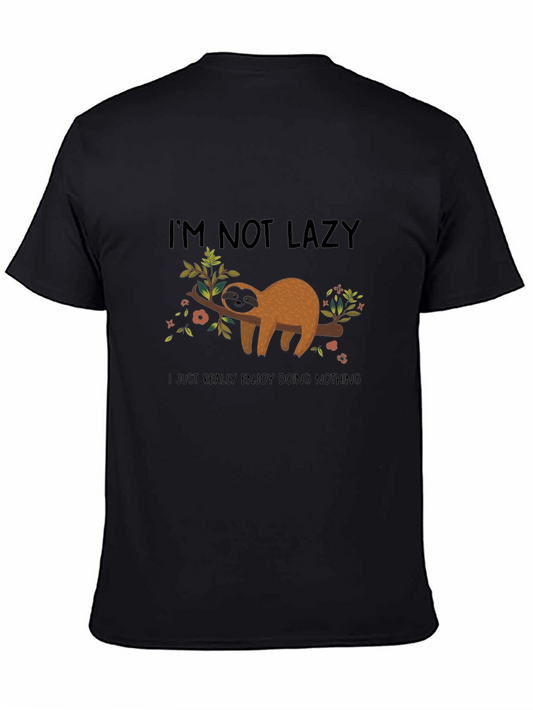 Funny Sloth Graphic Tee - Im Not Lazy Black