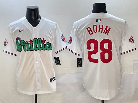 Men's Philadelphia Phillies Alec Bohm #28 White Game Jerseys