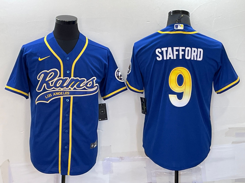 Men's Los Angeles Rams Matthew Stafford #9 Blue Game Jerseys Joint Edition