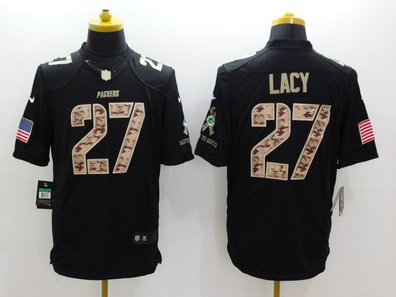 Men's Green Bay Packers Eddie Lacy #27 Black Game Player Jerseys