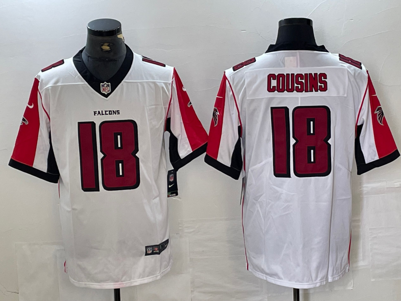 Men's Atlanta Falcons Kirk Cousins #18 White Game Jerseys