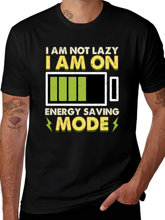 Energy Saving Mode Graphic Tee - Lazy Humor T-Shirt