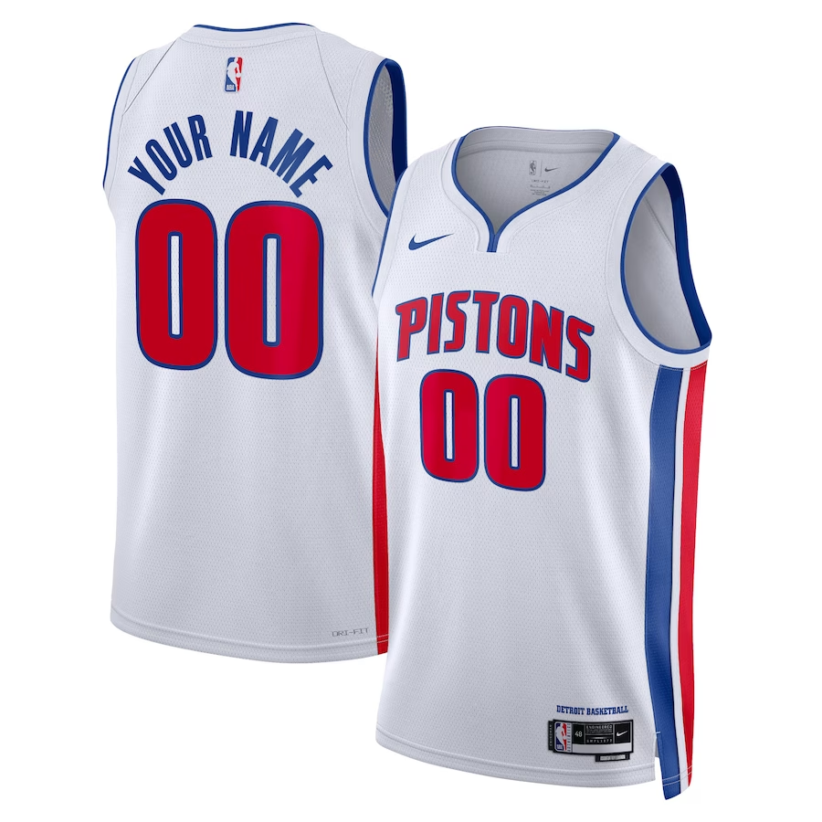 Men's Detroit Pistons White Swingman Custom Jerseys - Association Edition