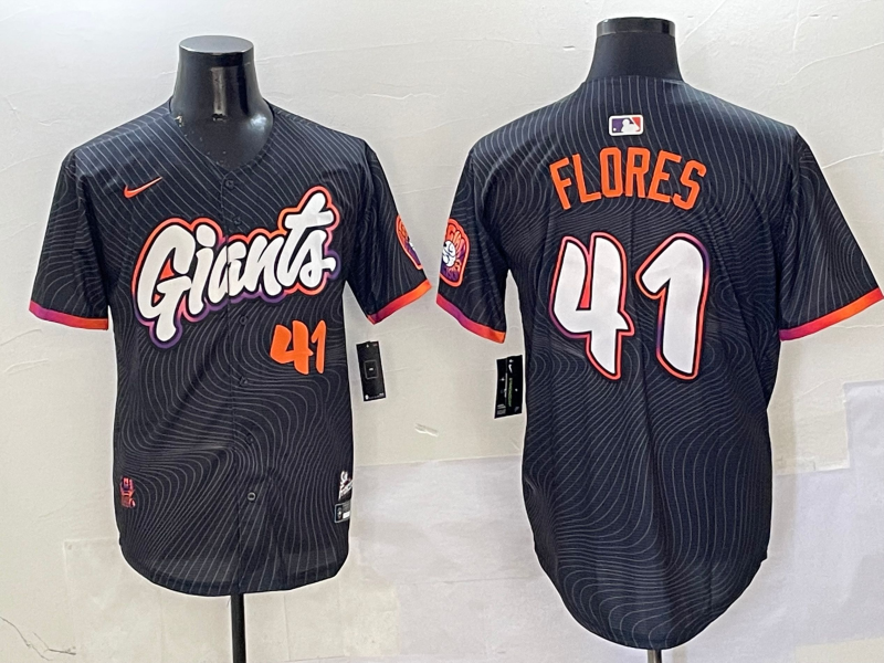 Men's San Francisco Giants Wilmer Flores #41 Black 2025 City Connect Limited Player Jerseys