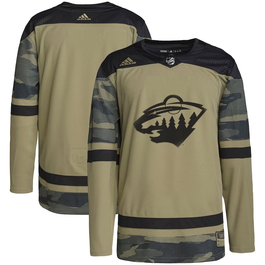 Men's Minnesota Wild adidas Military Appreciation Team Authentic Practice Blank Jerseys