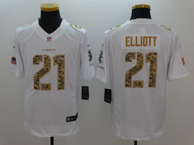Men's Dallas Cowboys #21 Ezekiel Elliott White Alternate Player Jerseys