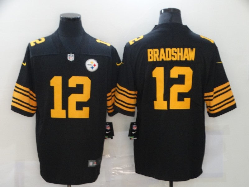 Men's Pittsburgh Steelers Terry Bradshaw #12 Black Alternate Legend Jerseys