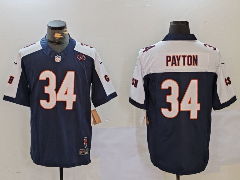 Men's Chicago Bears Walter Payton #34 Navy Player Game Jerseys