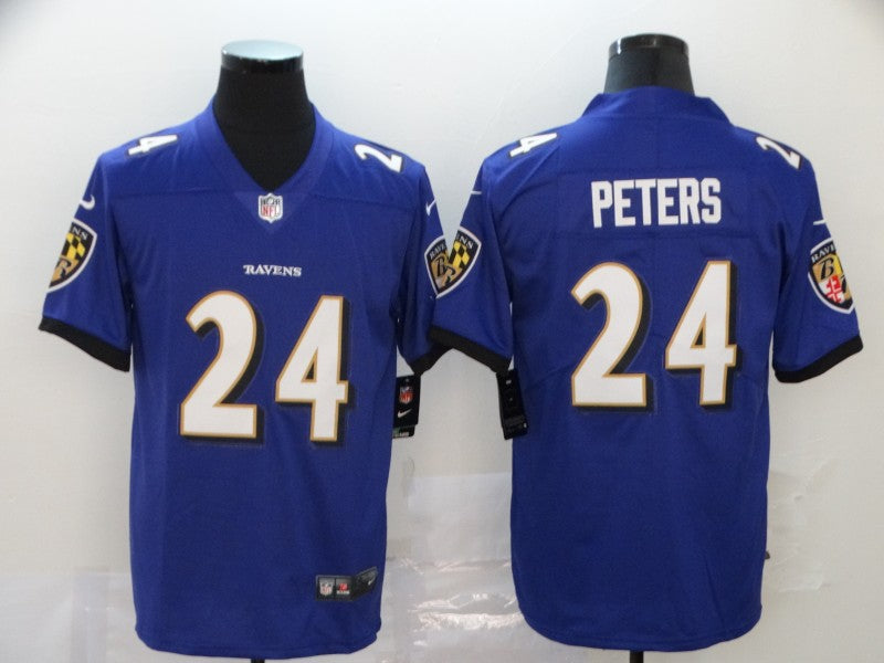 Men's Baltimore Ravens Marcus Peters #24 Purple Game Jerseys