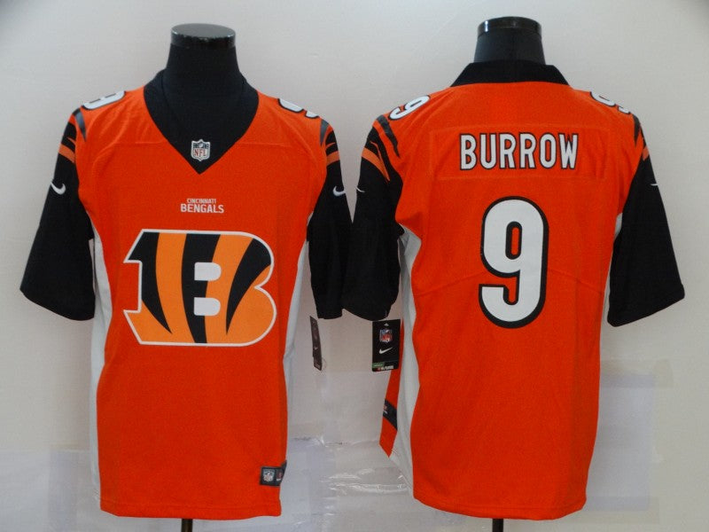 Men's Cincinnati Bengals Joe Burrow #9 Orange Game Player Jerseys