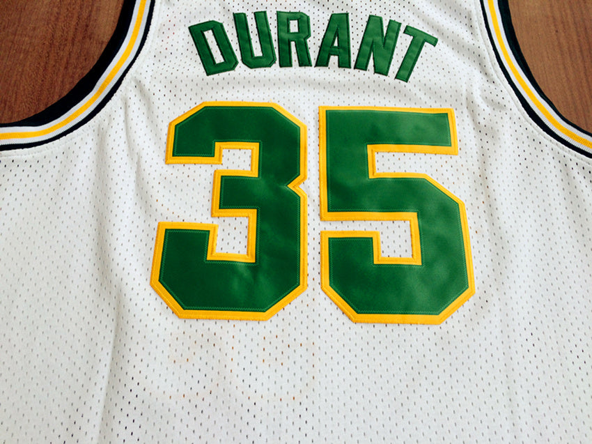 SuperSonics No. 35 Durant Retro White Premium Mesh