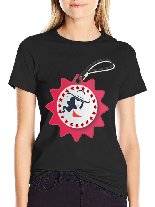Stylish Black T-Shirt with Lady Tag Design