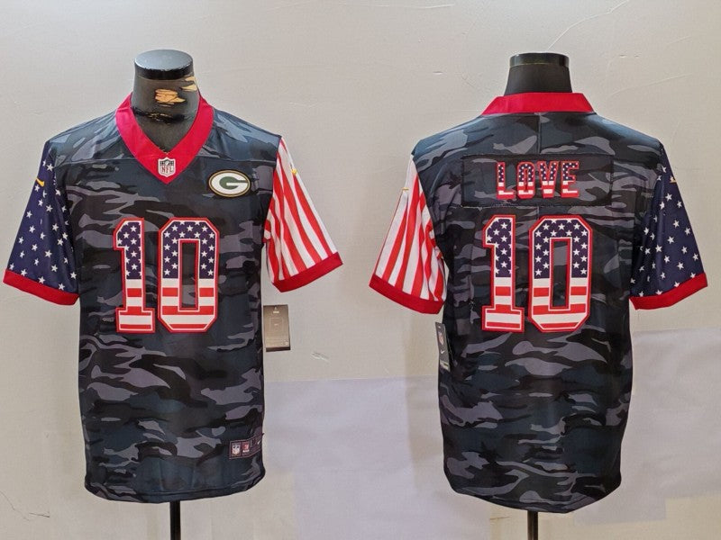 Men's Green Bay Packers Jordan Love #10 Grey Camouflage Player Jerseys
