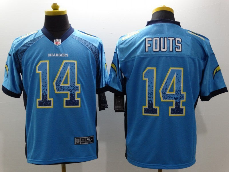 Men's Los Angeles Chargers Dan Fouts #14 Blue Game Jerseys
