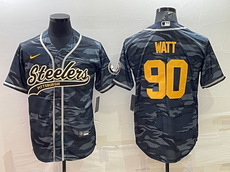 Men's Pittsburgh Steelers T.J. Watt #90 Gray Camouflage Game Jerseys Joint edition