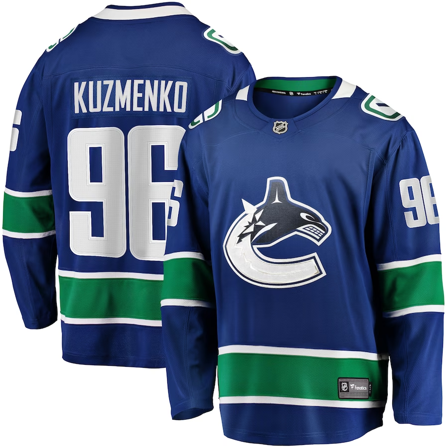 Men's Vancouver Canucks Andrei Kuzmenko #96 Blue Home Breakaway Jerseys