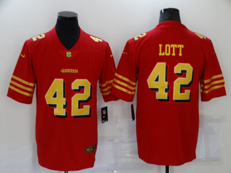 Men's San Francisco 49ers Ronnie Lott #42 Red Player Game Jerseys