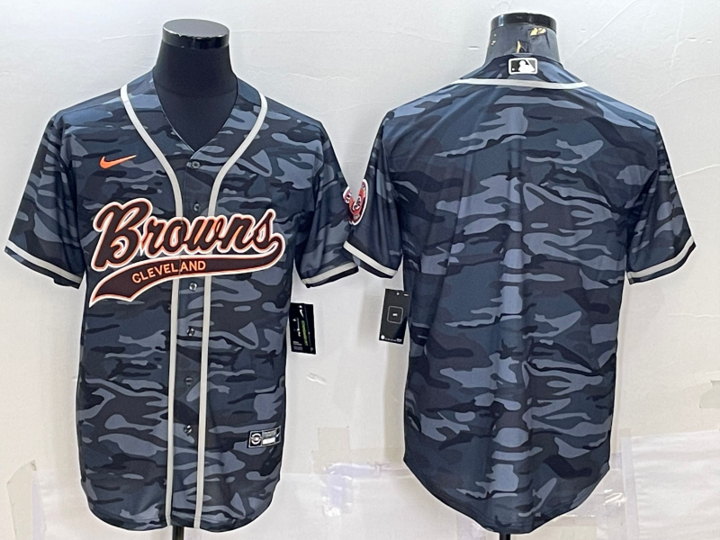 Men's Cleveland Browns Grey Camouflage Blank Jerseys