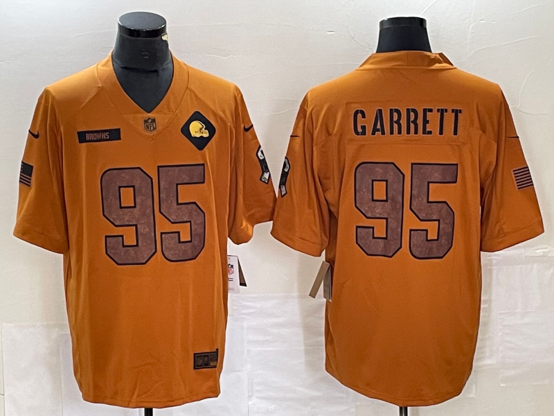 Men's Cleveland Browns Myles Garrett #95 Brown 2023 Salute To Service Retired Player Limited Jerseys