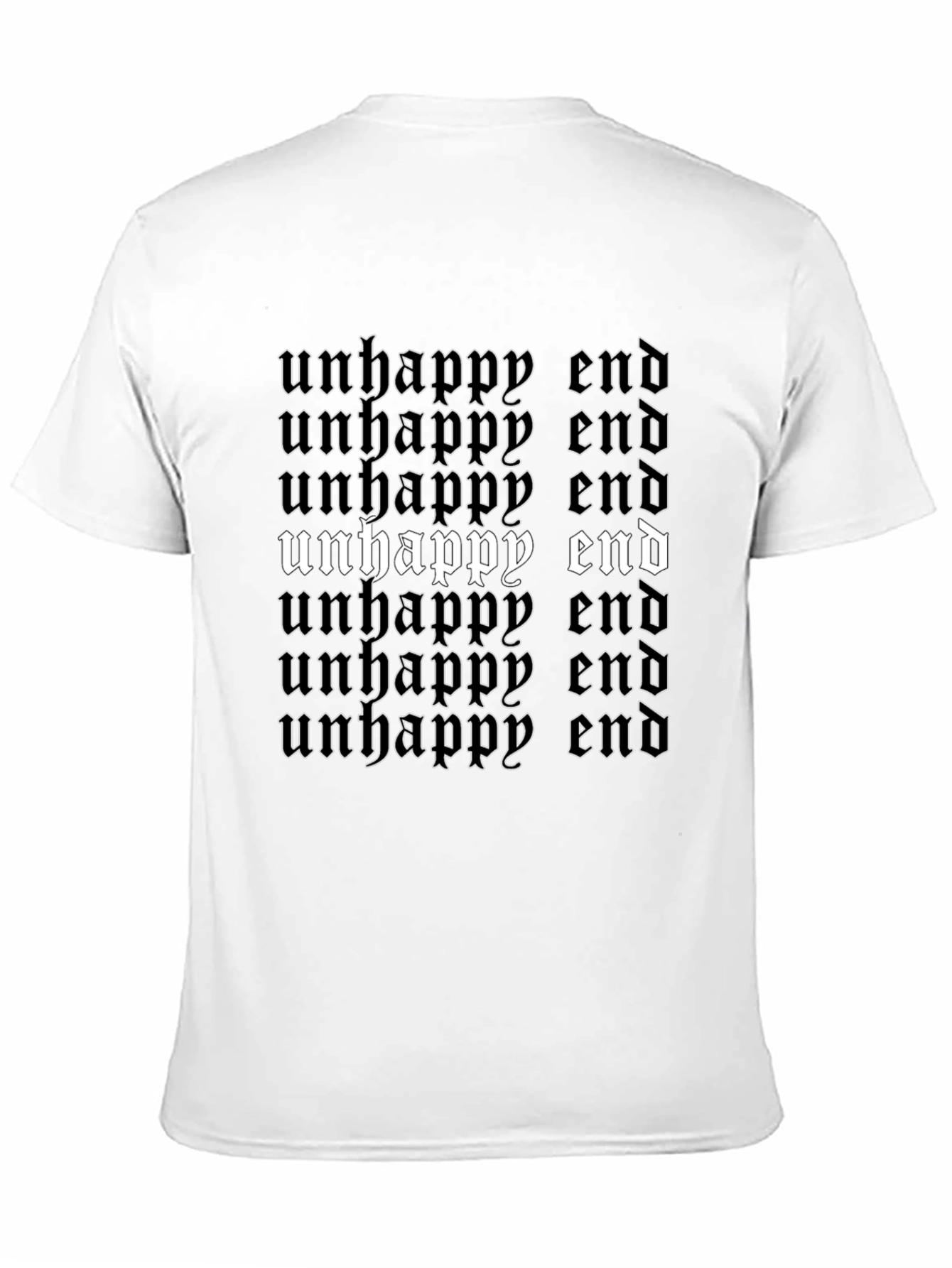 Unhappy End Gothic Text Black Graphic Tee