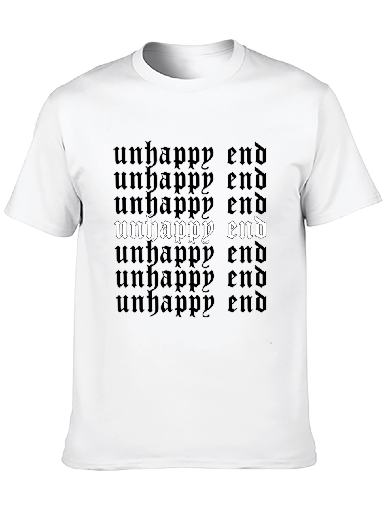 Unhappy End Gothic Text Black Graphic Tee