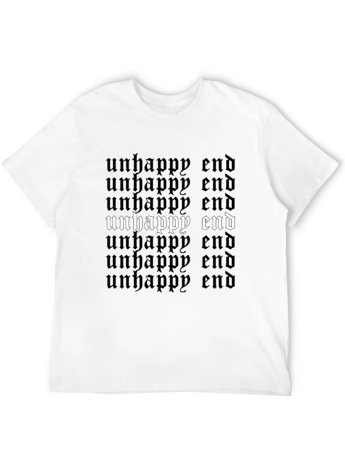Unhappy End Gothic Text Black Graphic Tee