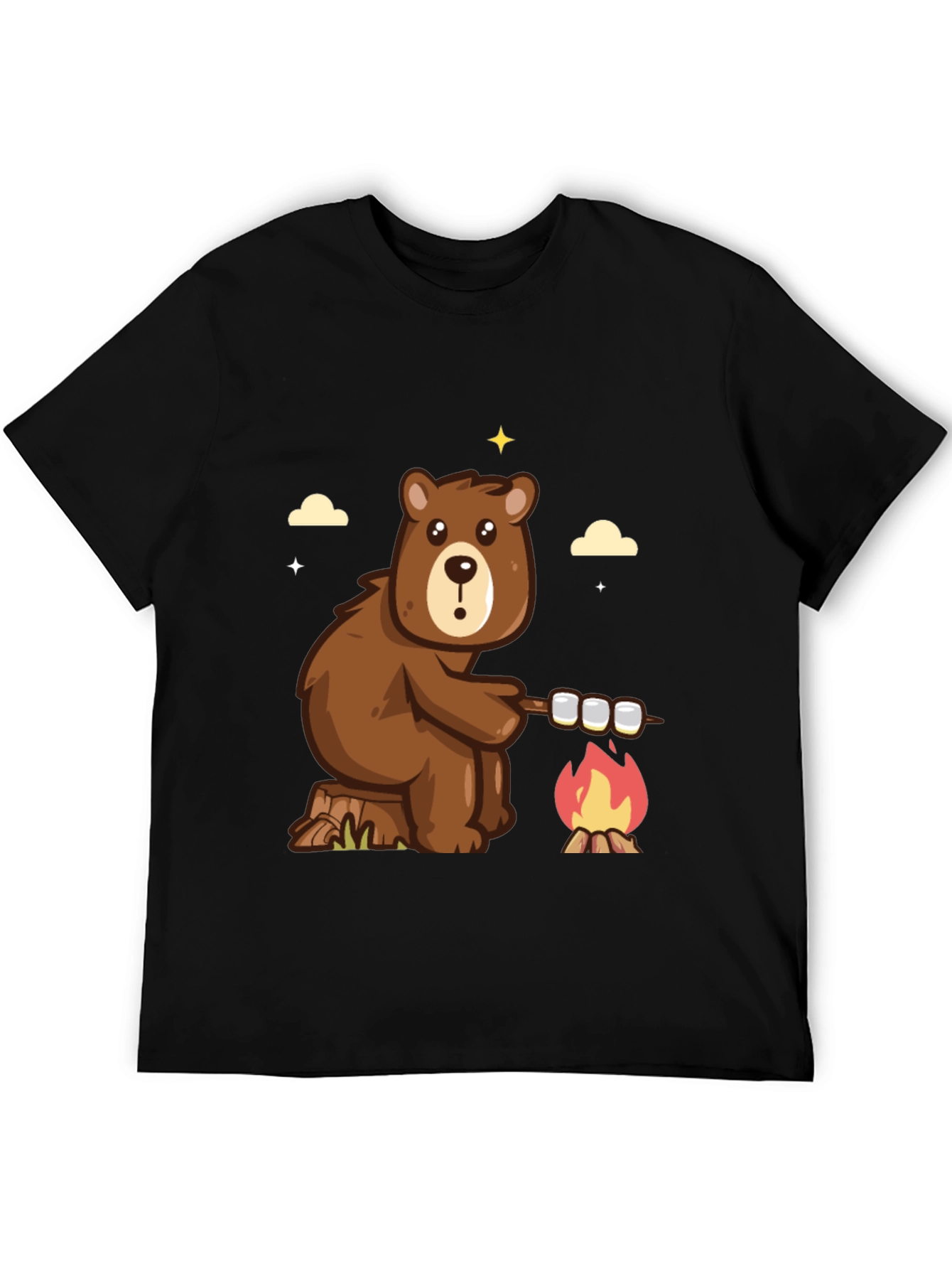 Bear Marshmallow Campfire Graphic T-Shirt