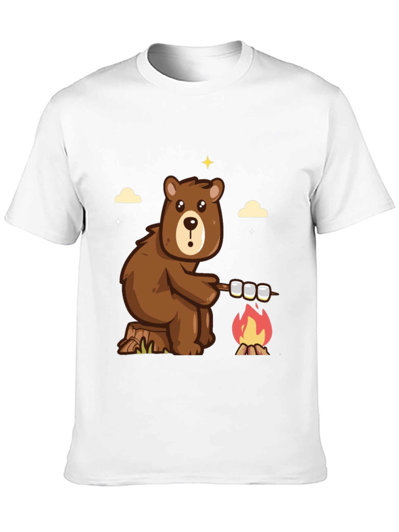 Bear Marshmallow Campfire Graphic T-Shirt