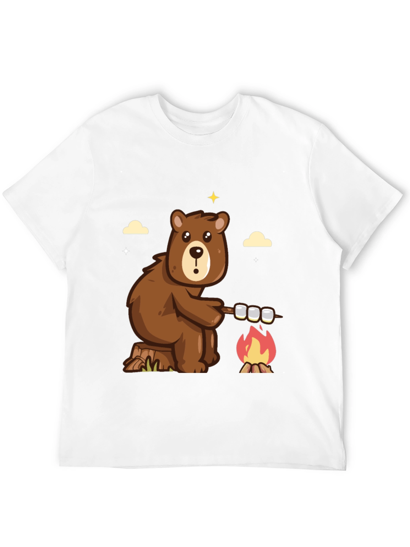 Bear Marshmallow Campfire Graphic T-Shirt