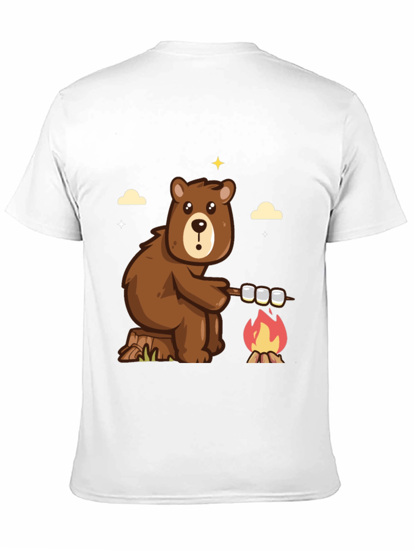 Bear Marshmallow Campfire Graphic T-Shirt