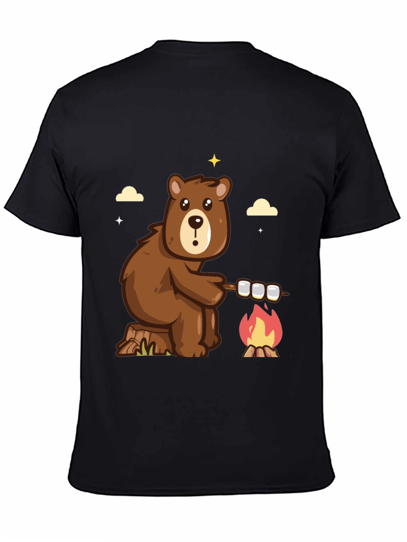 Bear Marshmallow Campfire Graphic T-Shirt